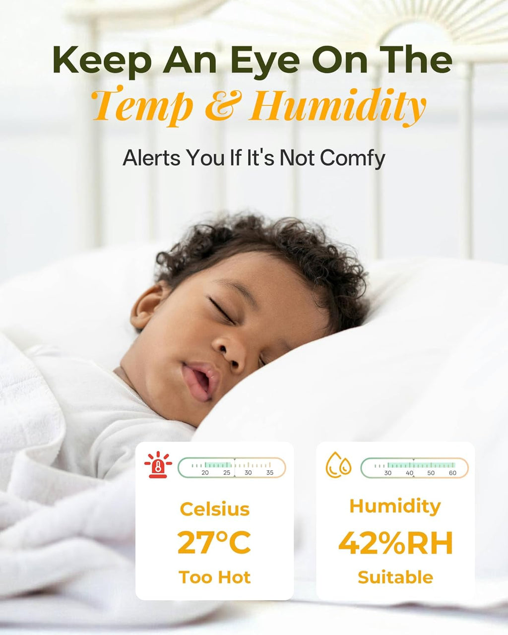 ARENTI Upgraded Baby Monitor with Camera, 3MP 2.4G WiFi Baby Camera Monitor, Infrared Night Vision, Night Light, 2-Way Audio, Cry&Motion Detection, Temp&Humidity Sensor, App Control