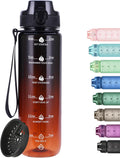 32oz Water Bottle with Time Marker, Motivational Drinking Bottle with Strap, BPA-Free Leak-Proof, Encouraging Water Bottle Time to Drink Water for Gym School Office Travel