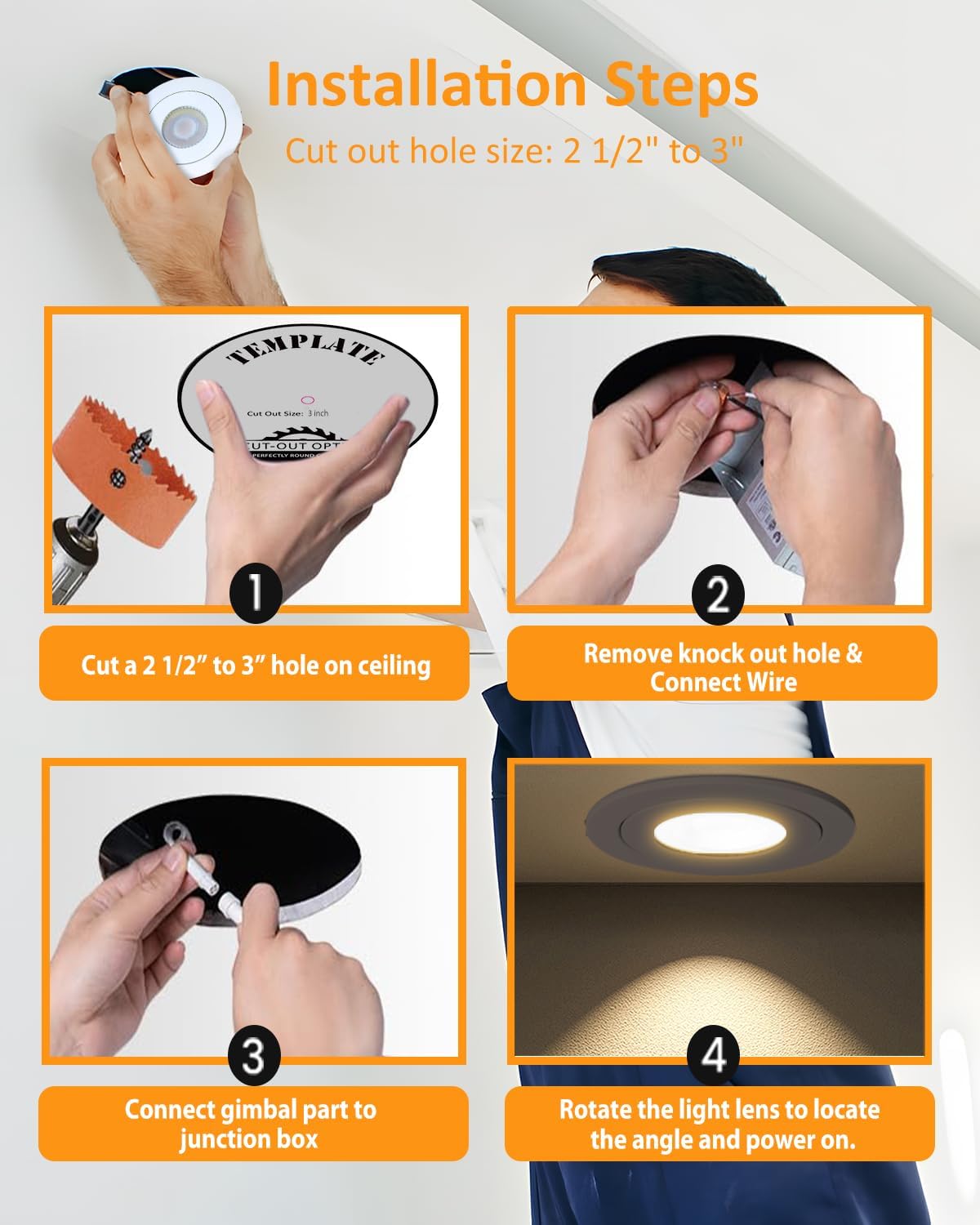 Brushed Nickel 3 inch Recessed LED Lights, 7W 5CCT Gimbal Artwork Soffit Lighting Fixture, 360° Rotatable Swivel Spot Lights, Canless Dimmable Eyeball 90° Tilt, AC120V Fisheye 6 Pack Nickel
