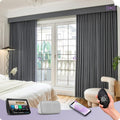 Graywind Rechargeable Smart Curtains Compatible with Alexa App Remote Control Motorized Drape for Sliding Door One-Way or Split Draw, Custom Width Up to 220" (Iron Grey)