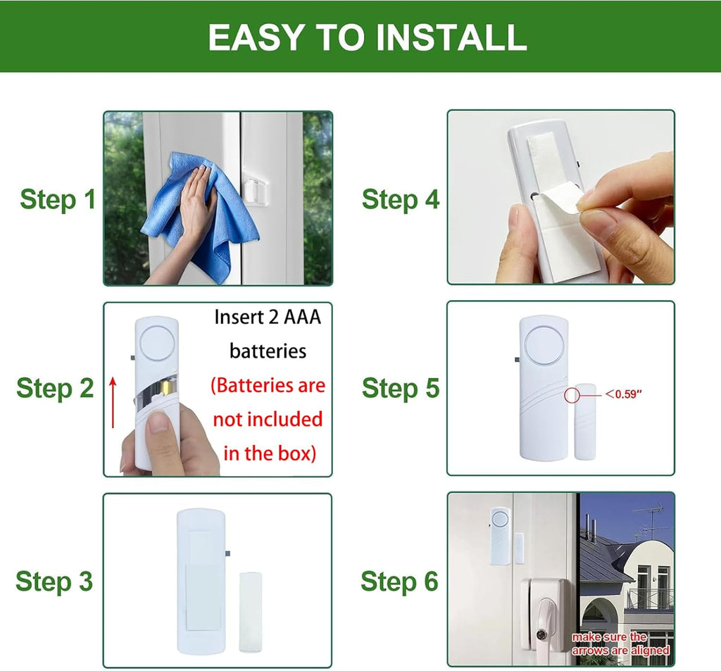 Door Window Alarm, 90dB Door Alarms Sensor for Kids Safety, Home Security, Door Window Burglar Alarm, Window Pool Alarms for Home, Apartments, Offices, Hotel Rooms (8pack)