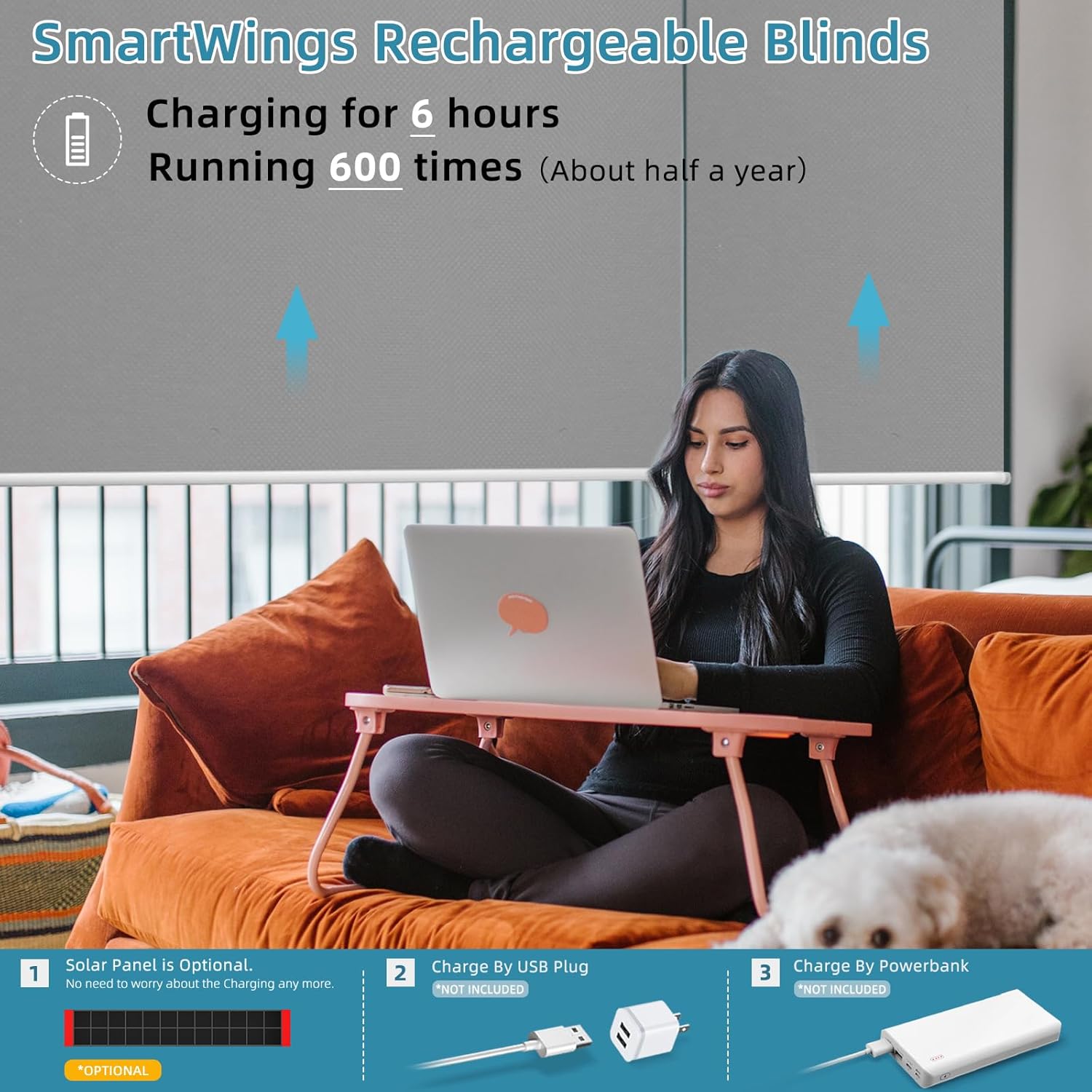 SmartWings Motorized Smart Blinds with Remote, Custom Automatic 100% Blackout Roller Shade Compatible with Alexa/Homekit/Google, Electric Smart Blinds for Indoor Windows, Vinyl Dark Grey