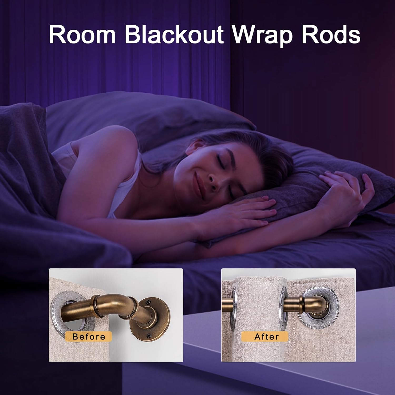 Industrial Curtain Rods 18 to 120 in,Blackout Curtain Rod,Adjustable Length,1 in Diameter Pipe,Wall or Ceiling Mounted,for Bedroom and Living Room (Antique Brass18” to 120”)