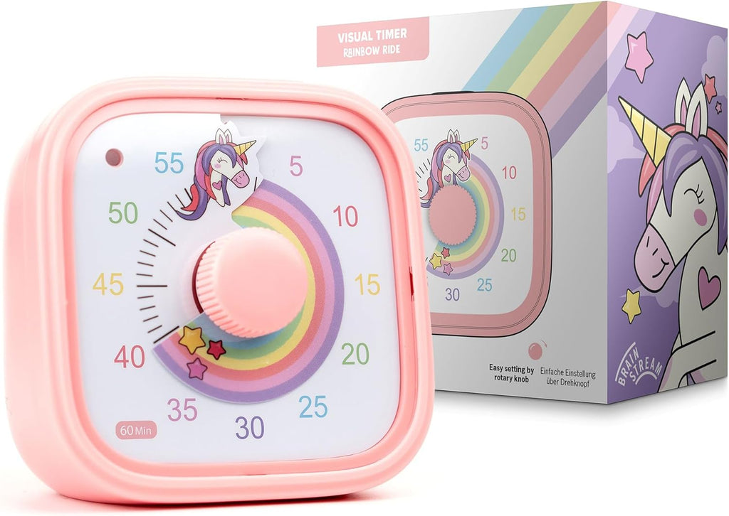 Visual Timer for Kids – Rainbow Ride Clock - Silent Time Management – 60 Minute Countdown – Focus and Productivity Tool – for Classroom, Toddlers, Study, Toothbrush – Fun Design – Adjustable Alarms