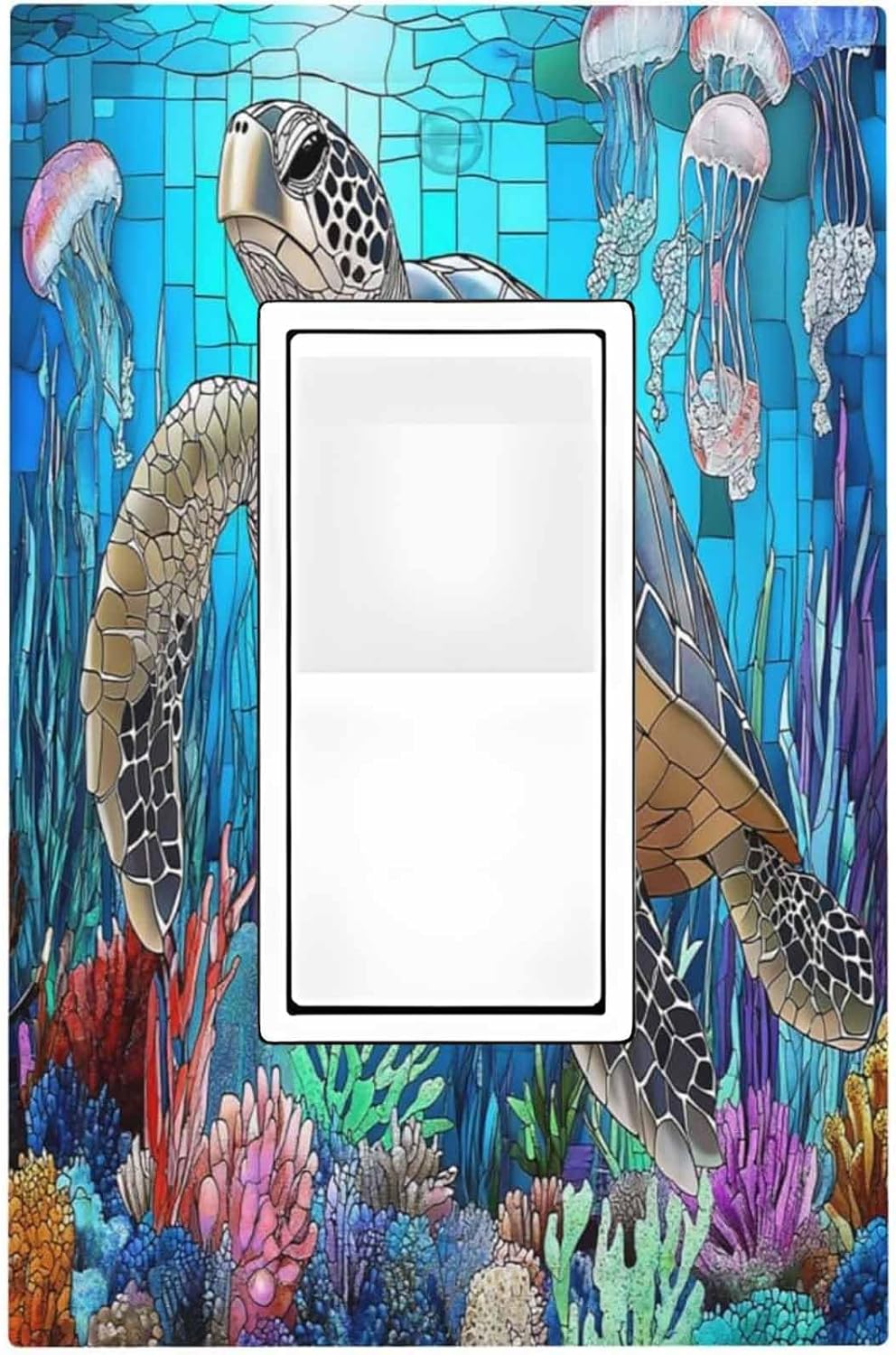 Decorative Outlet Covers Nautical Sea Turtle Coral Jellyfish 1 Gang Single Rocker Light Switch Cover Plate Wall Plates Gfci Faceplate For Kids Room Nursery Decor