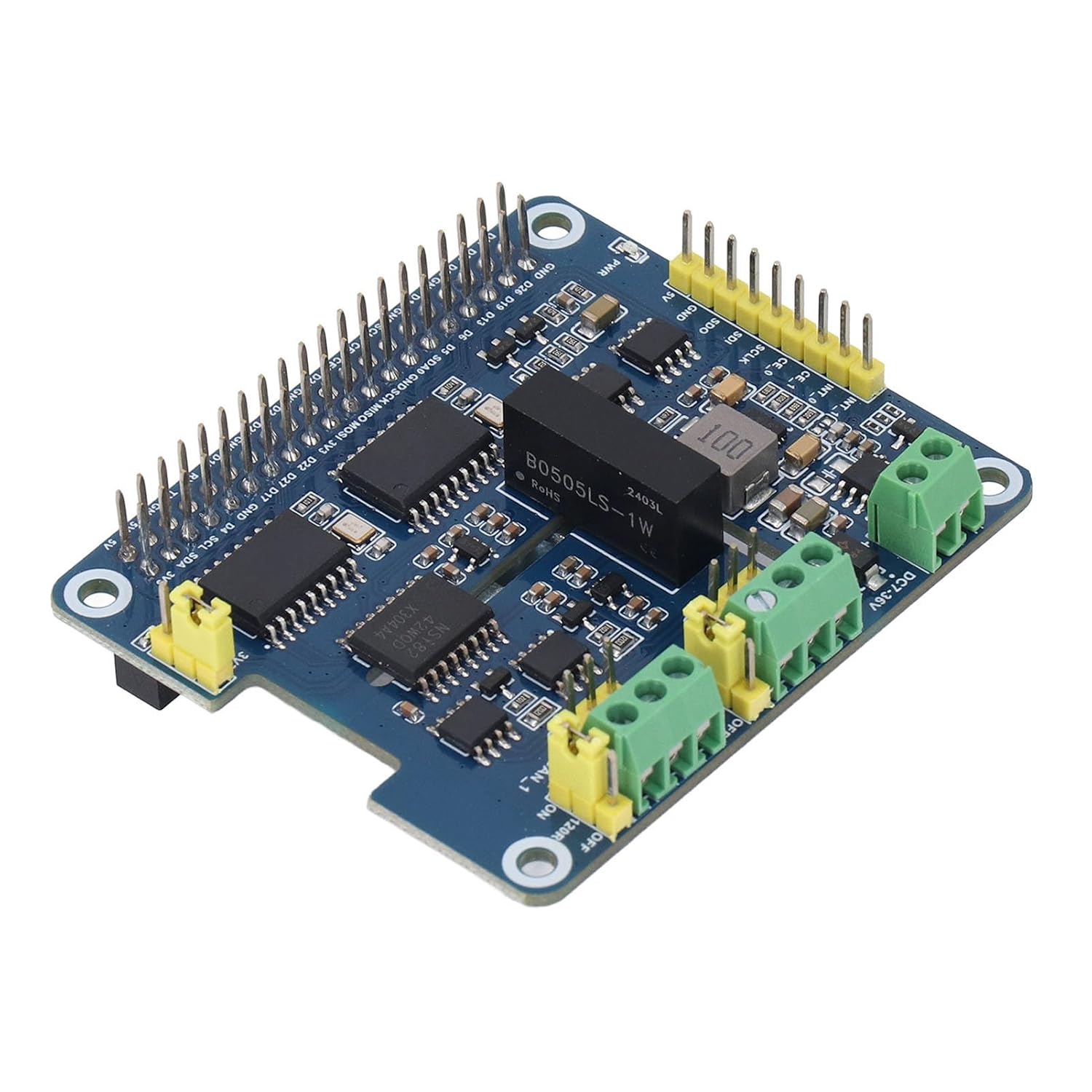 Generic CAN Bus Expansion Board, Dual Chip Stackable 2-Channel CAN Interface Communication 2 Channel Isolated Expansion Module Board for Pi WH 2B 3B 3B+