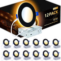 CycevSun 4 Inch Black Recessed Lights with Night Light, Dimmable & 2700K/3000K/3500K/4000K/5000K Selectable, 9W, ETL, IC Rated, 12 Pack