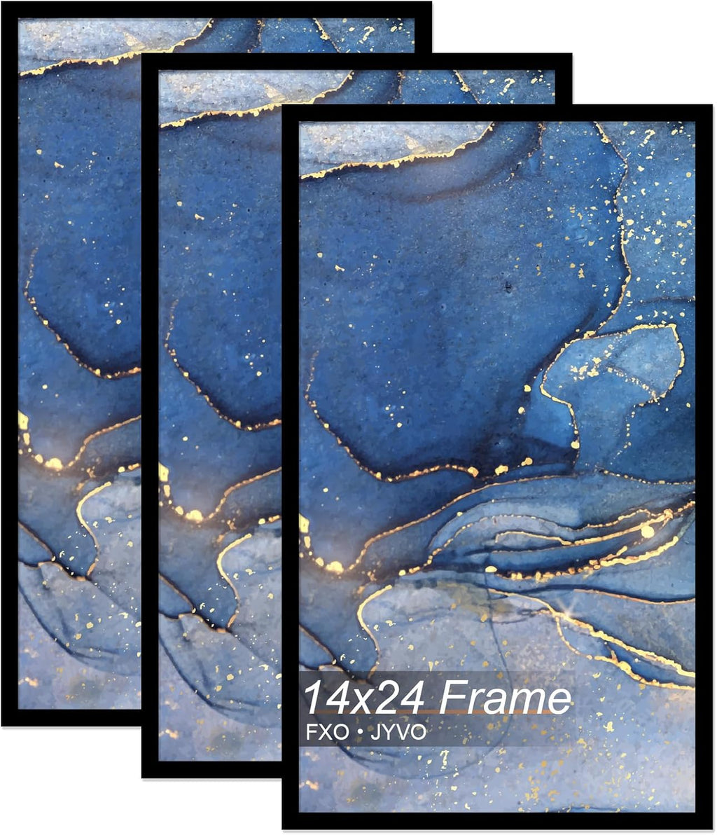 14x24 Poster Frame Set of 3, Black Frame for 14 x 24 Inch Picture Poster Photo, Light Weight and High Transparent 14 by 24 Frame for Wall - 3 Pack/Black/14 x24