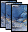 14x24 Poster Frame Set of 3, Black Frame for 14 x 24 Inch Picture Poster Photo, Light Weight and High Transparent 14 by 24 Frame for Wall - 3 Pack/Black/14 x24