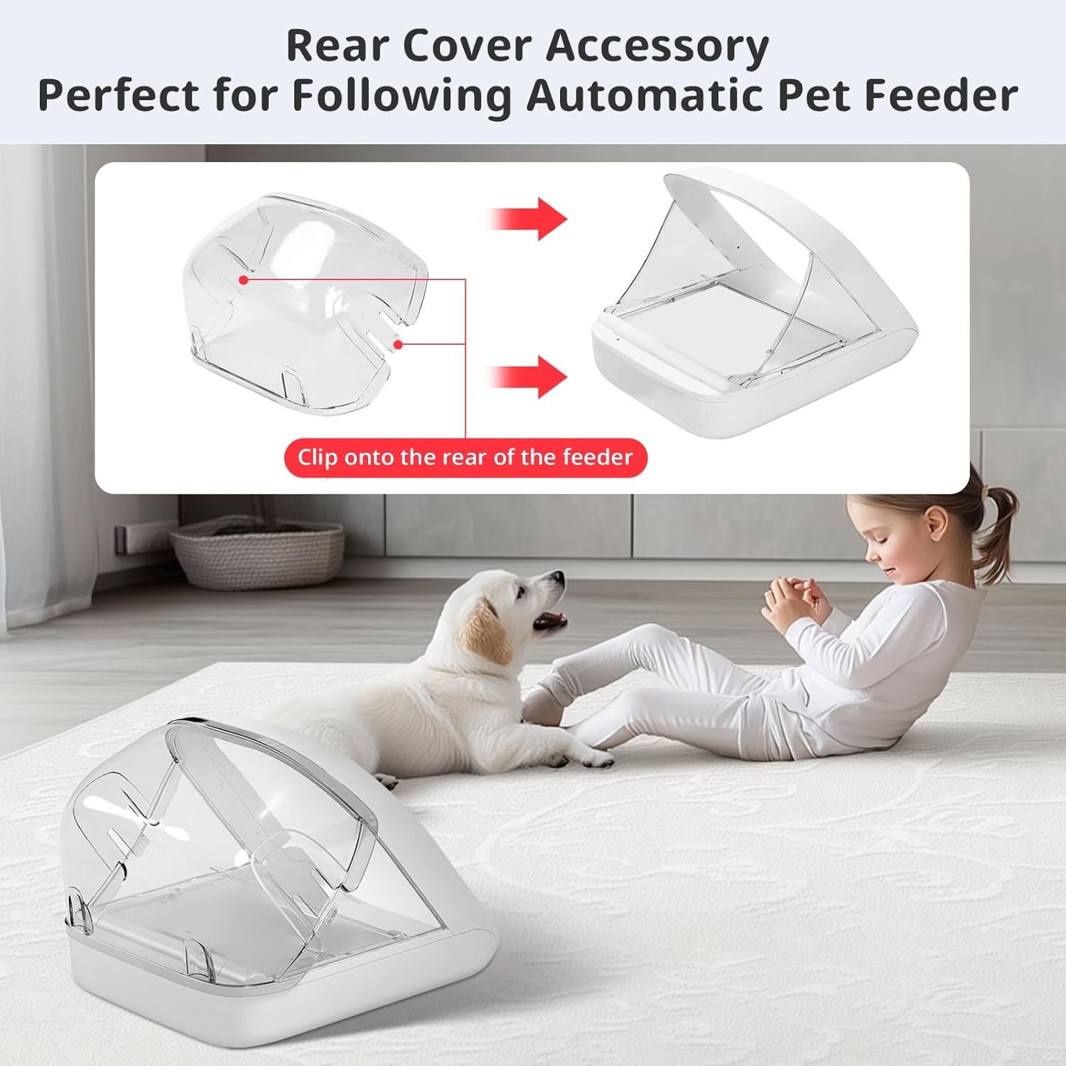 Rear Cover for Automatic Microchip Cat Pet Feeder - Prevents Persistent Pet from Getting Food from The Back of The Feeder