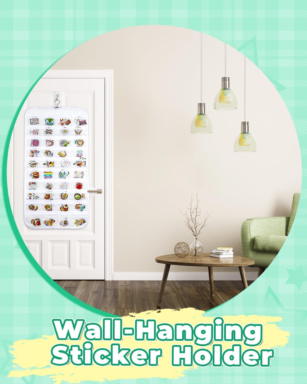 UCEC 2Pack Hanging Sticker Display Stand Double-Sided 80 Pocket Hanging Sticker Holder Organizer with Transparent Pockets, Portable Sticker Store for Classroom, Vendors, and Jewelry Organizer (White)