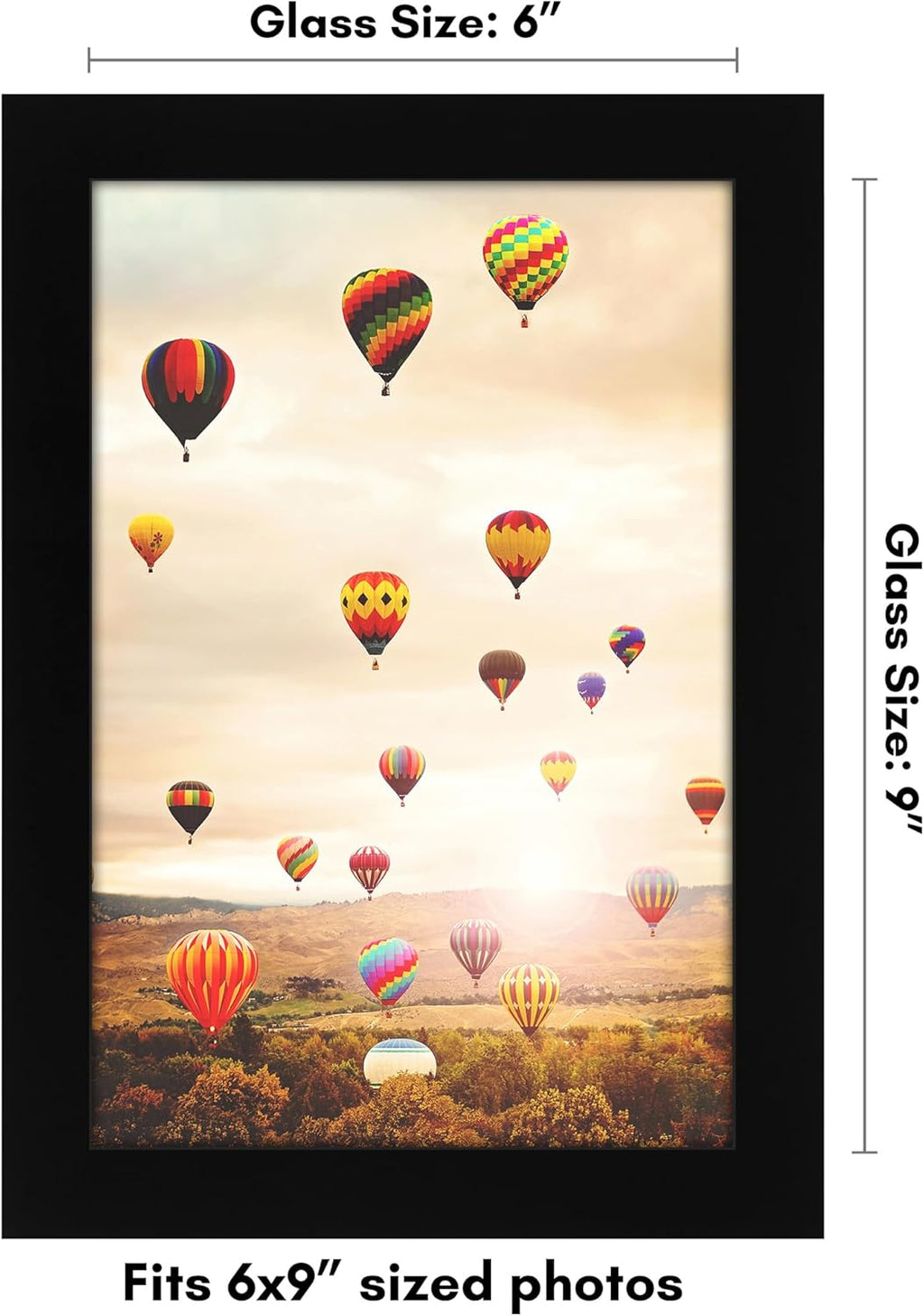 Americanflat 6x9 Picture Frame with Shatter-Resistant Glass - Signature Collection - Gallery-Style Frames Made of Engineered Wood - Photo Frame for Tabletop and Wall Display - Black