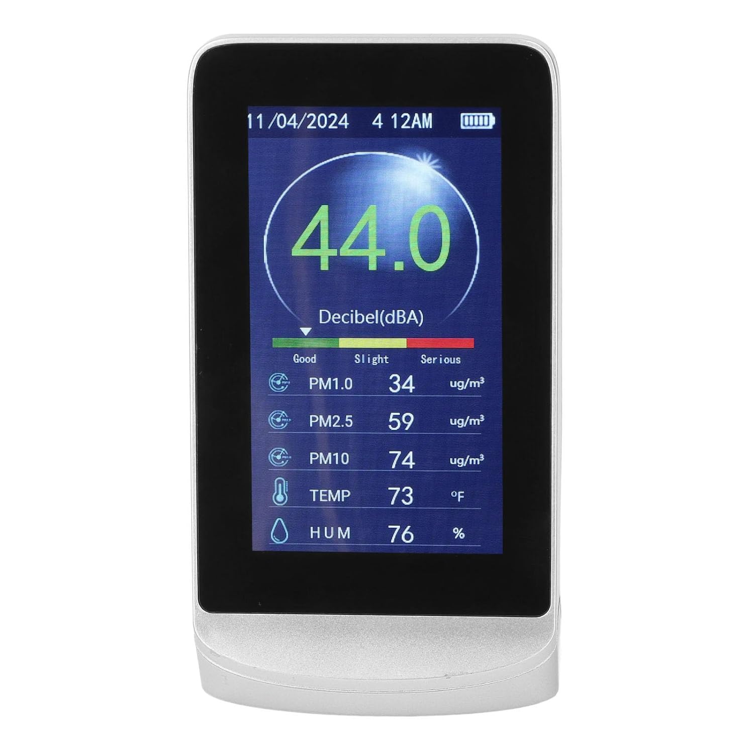 Pissente Decibel Meter Wall Hanging LCD Sound Level Reader 30130db Noise Time Temp Humidity PM 2.5 1.0 10 Teter for Home