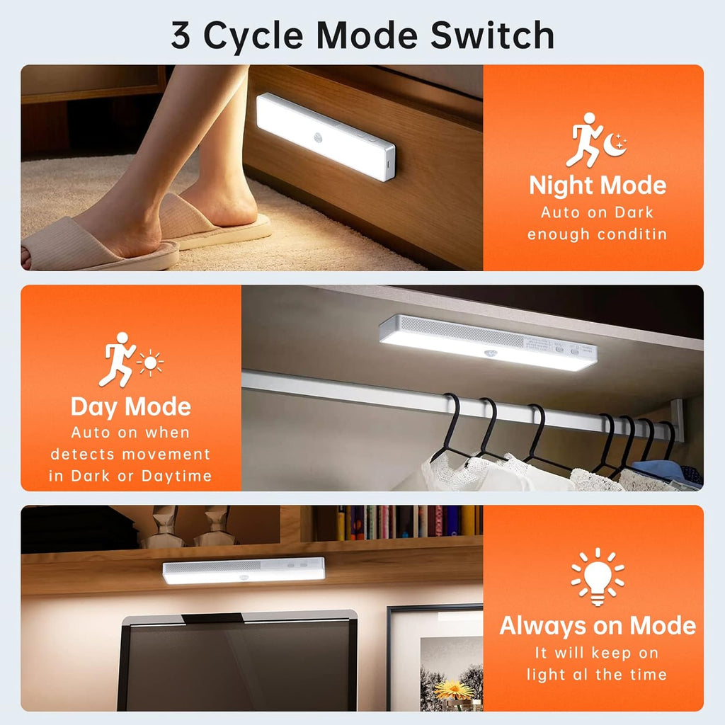 LED Closet Light with Charging Station, 6 Pcs 30LEDs 8'' Dimmer Rechargeable Motion Sensor Under Cabinet Lighting, Stick-Anywhere Night Light for Wardrobe,Kitchen