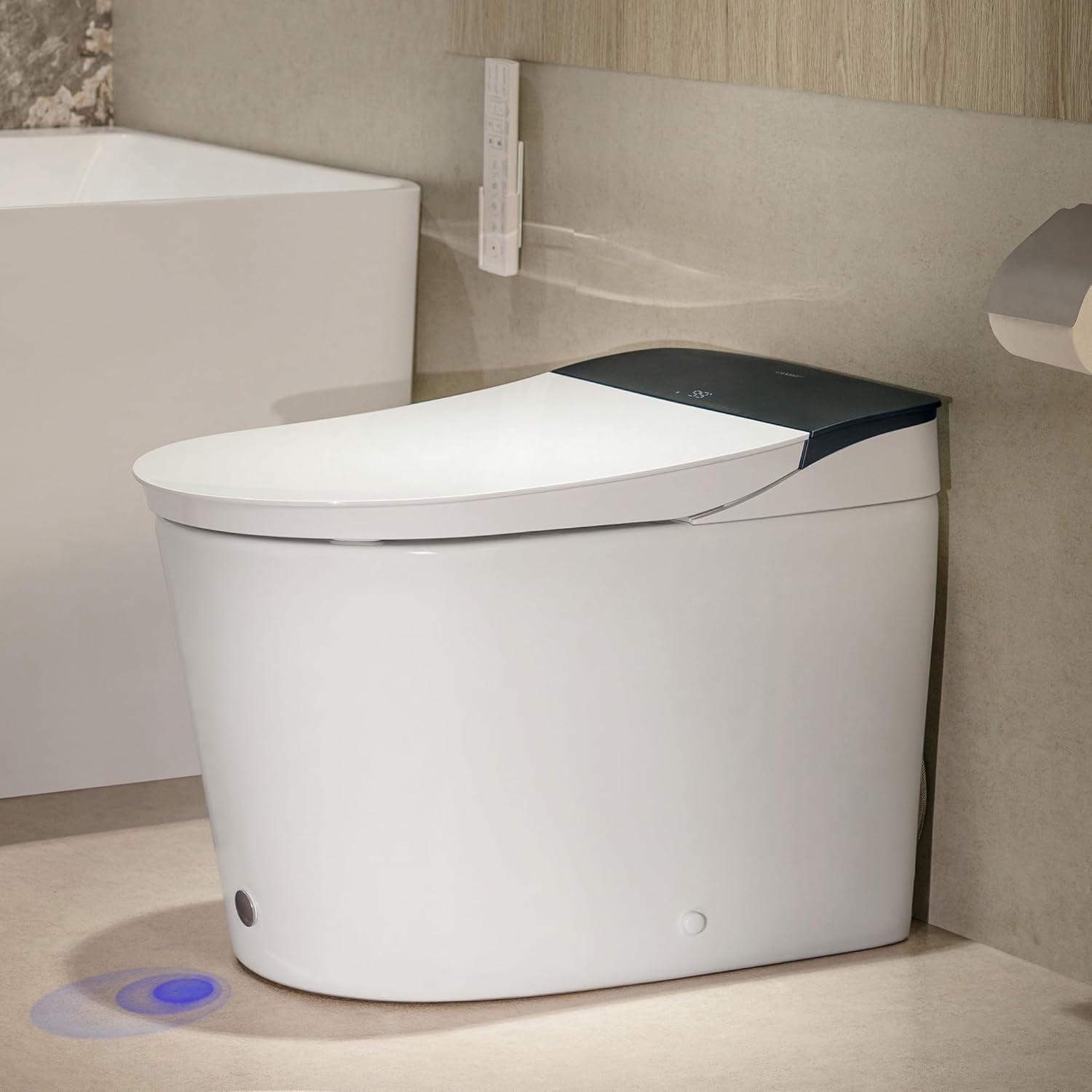 CANEST Smart Toilet with Bidet Built in, Foam Dispenser, Auto Temp Control Wide Heated Seat&0.1s Instant Water, Full-Area Seat Sensor, Auto Open/Close, Foot Sensor, Auto Deodorization, Remote(FC-002)