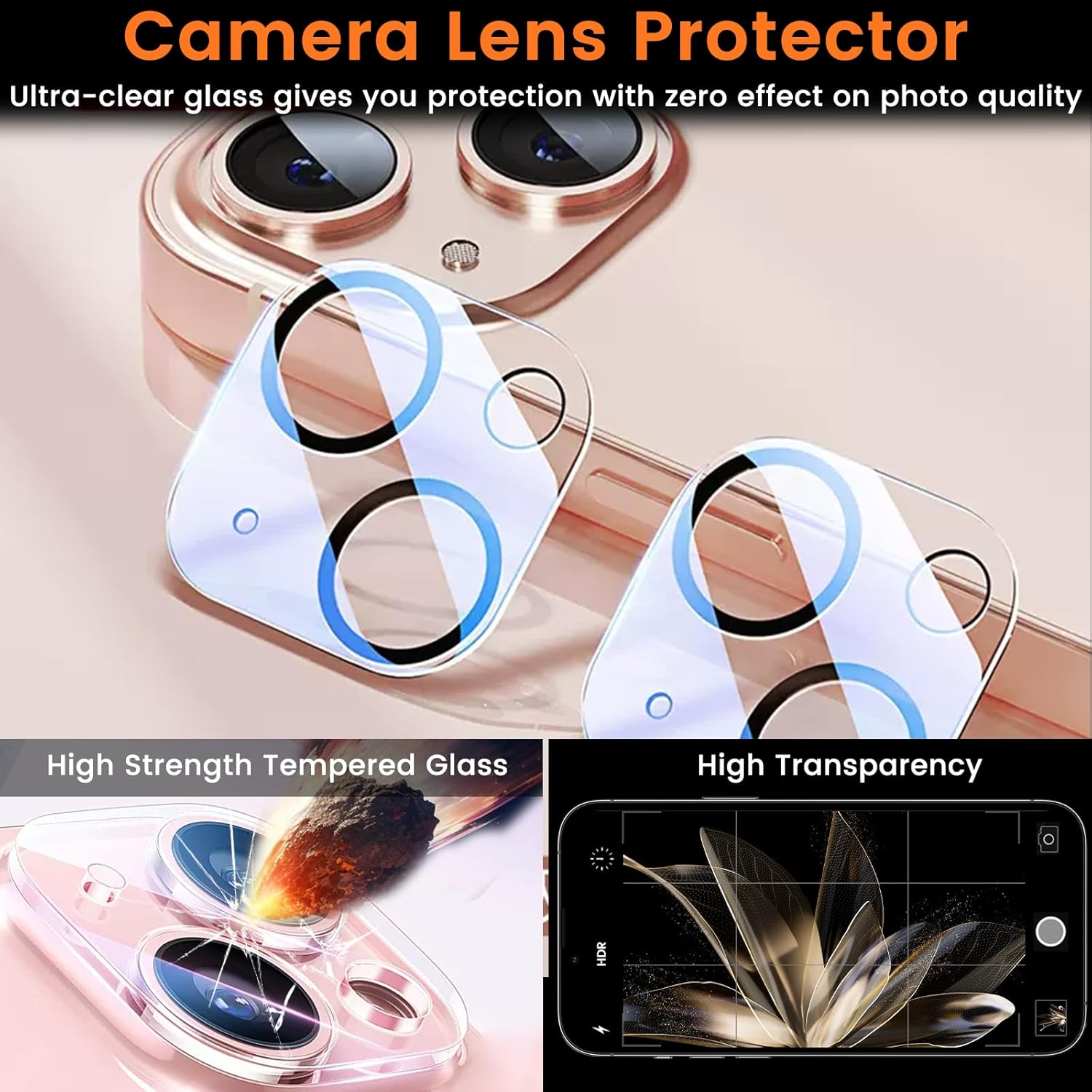 4+4 Pack Privacy Screen Protector for iPhone 15 Plus 6.7-Inch with 4 Pack Camera Lens Protector, Anti Spy Tempered Glass Film 9H Hardness Case Friendly