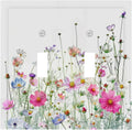 Decorative Switch Plates Boho Colorful Flowering Plant Wild Flower 2 Gang Double Toggle Outlet Light Switch Cover Wall Plate Electrical Faceplate For Bed Room Living Room Decor