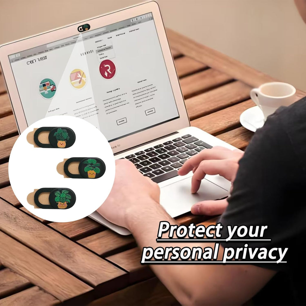 3 Pcs Laptop Camera Cover Slide, Ultra Thin Webcam Privacy Cover, Phone Camera Blocker to Protect Privacy for Laptop, Desktop, Tablet, Computer or Smartphone (Plant)