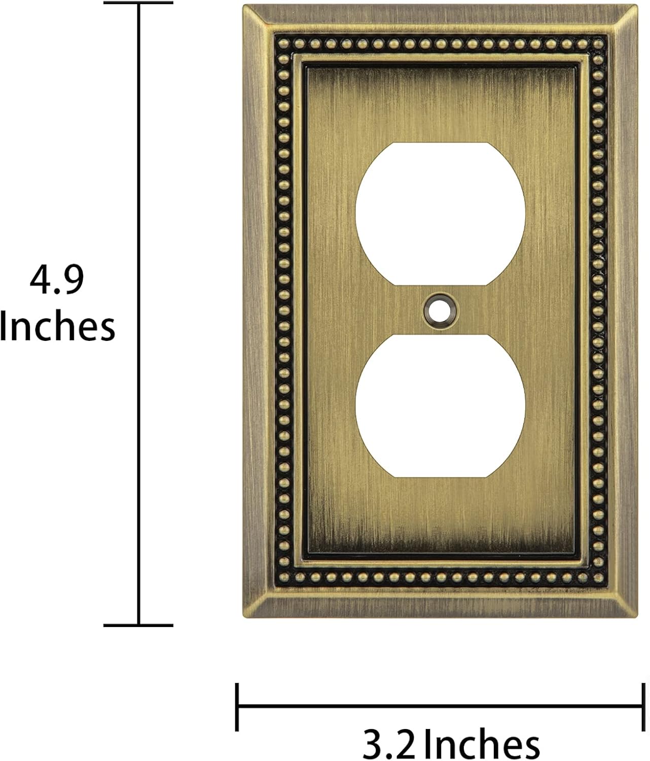 Henne Bery Sunken Pearls Heavy Duty Decorative Wall Plate Switch Plate Outlet Cover (Single Duplex, 3 Pack, Antique Brass)