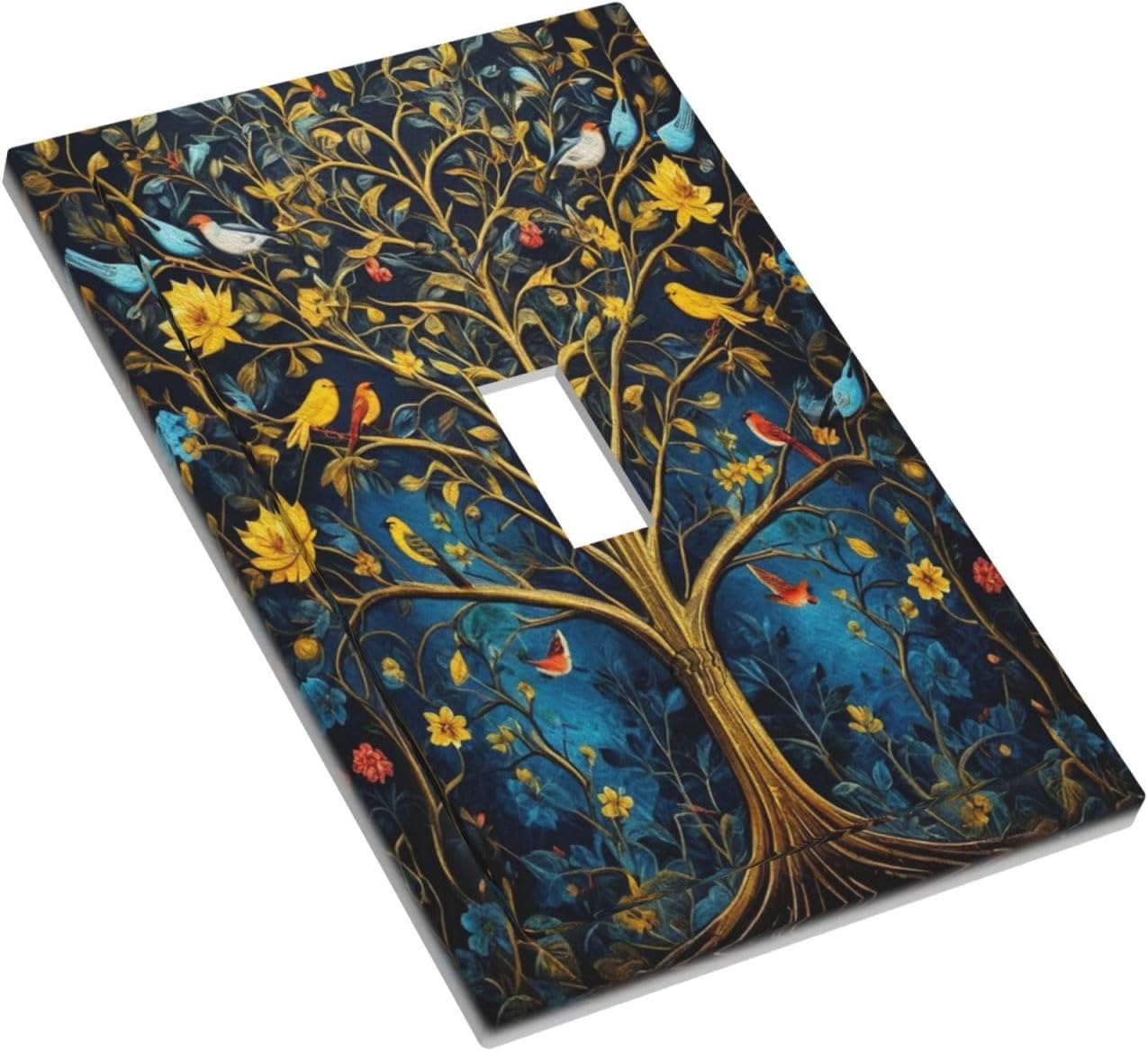 Decorative Switch Covers Plate Gold Tree With Birds Flowers on Branches 1 Gang Wall Plate Oversized Single Toggle Wall Cover Plate Jumbo Electrical Light Switch Plate Faceplate for Home Decor