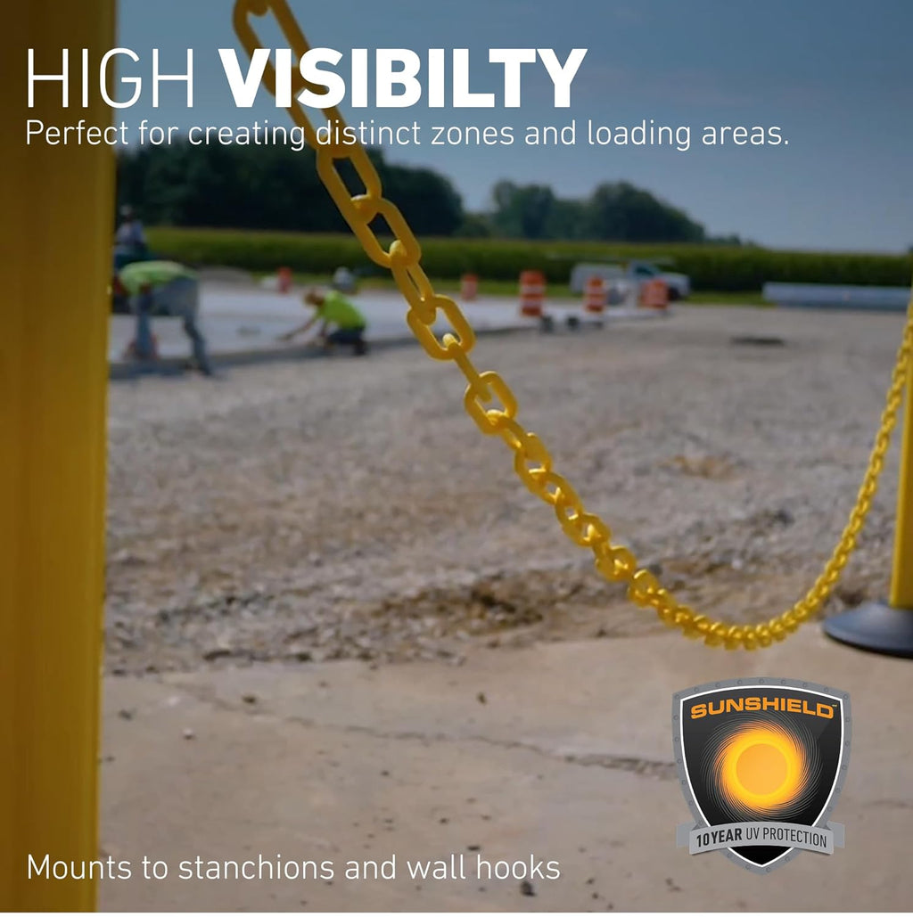 US Weight (Made in USA) 2" x 50' Blue Plastic Safety Chain ft. SunShield UV Resistant Technology