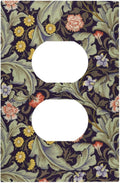 Boho William Morris Floral Green Leaves Flower Outlet Covers 1 Gang Duplex Light Switch Cover Decorative Switch Plates Electrical Receptacle Faceplate Wall Plate for Farmhouse Home Decor