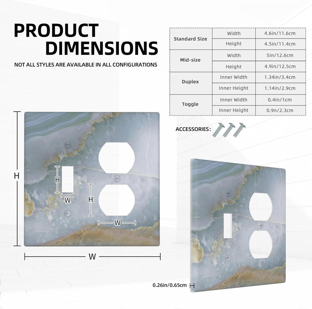 Wallplates Colored Art Marble Golden Line 1 Toggle 1 Duplex Switch Plate Electrical Gfci Faceplate Decorative Light Switch Covers For Bathroom Kitchen Decor