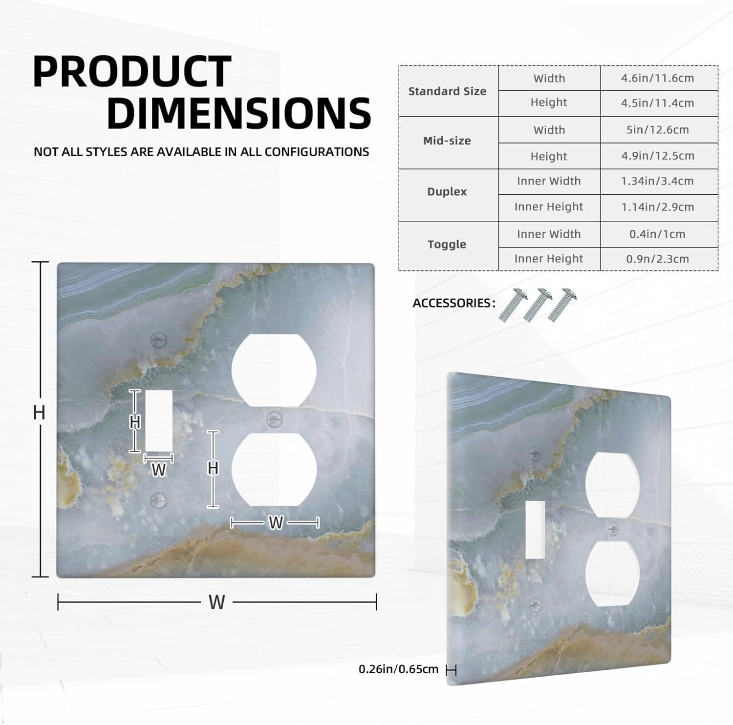 Wallplates Colored Art Marble Golden Line 1 Toggle 1 Duplex Switch Plate Electrical Gfci Faceplate Decorative Light Switch Covers For Bathroom Kitchen Decor
