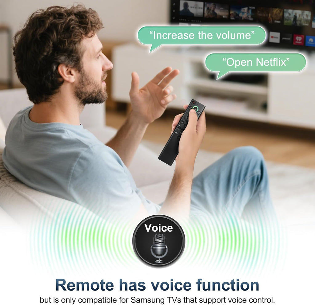 for Samsung-Smart-TV-Remote-Control-Replacement,Universal Remote for 2019 2025 Samsung Frame Curved Crystal Smart TVs, with Voice Control