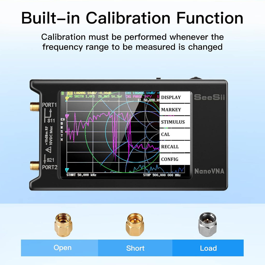 SEESII NanoVNA-H4 Vector Network Analyzer with 32GB Card, Latest V4.4 9KHz-1.5GHz HF VHF UHF 4" Touch Screen Nano Vna h4 Antenna Analyzer Measures Voltage Standing Wave Ratio, Phase,Delay,Smith Chart