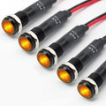 5Pcs 8MM (5/16'') Indicator Light 12V 24V Metal Pilot Lamp Lights Aluminum Black Anodized Waterproof ip67 Red Signal Lamp Light(12V-Black Anodized-Yellow 5Pcs)