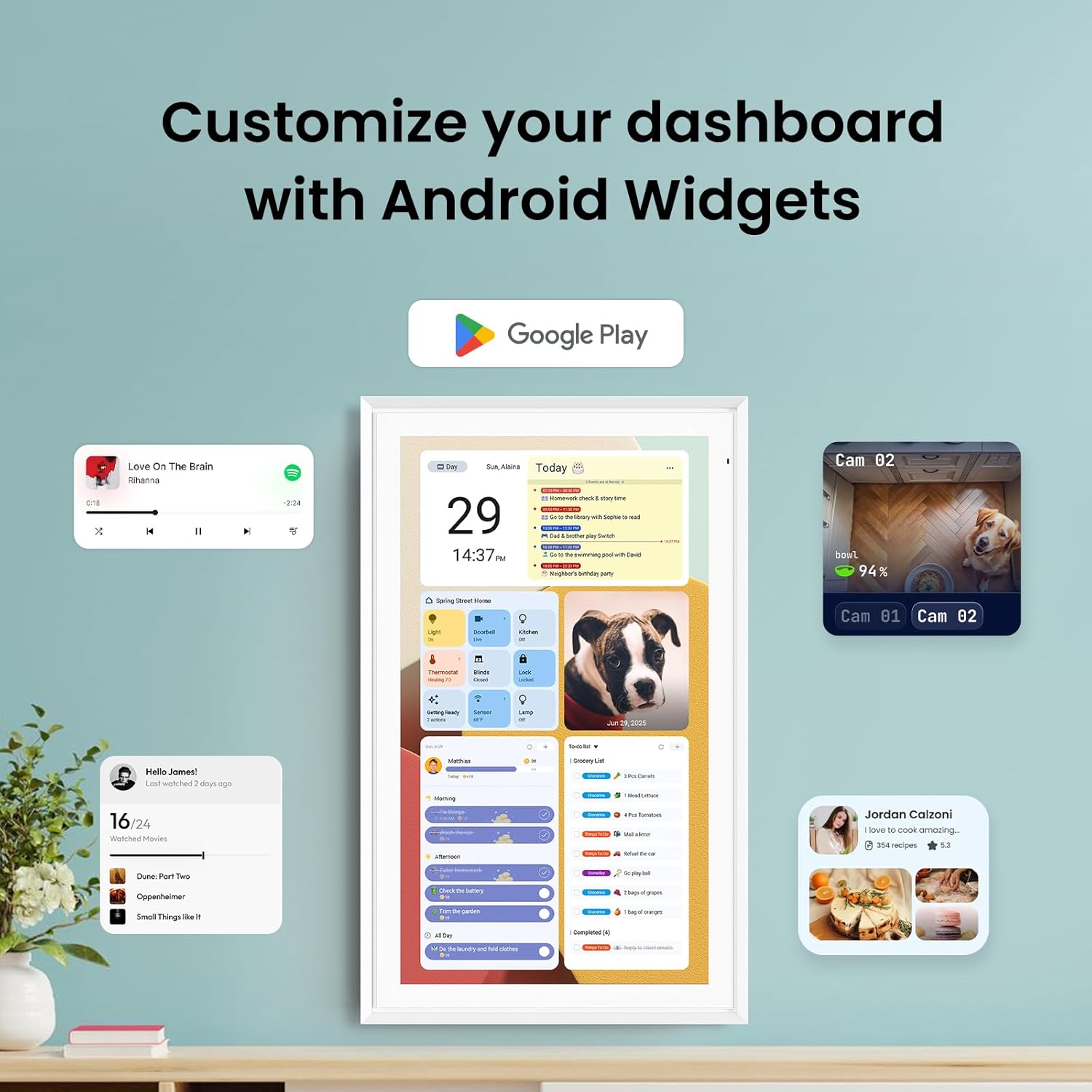ApoloSign Digital Calendar: Electronic Calendar, Smart Touchscreen Interactive Display for Chore Chart, Family Schedules Planner, Supports All Apps via Google Play (White, 21.5-inch)