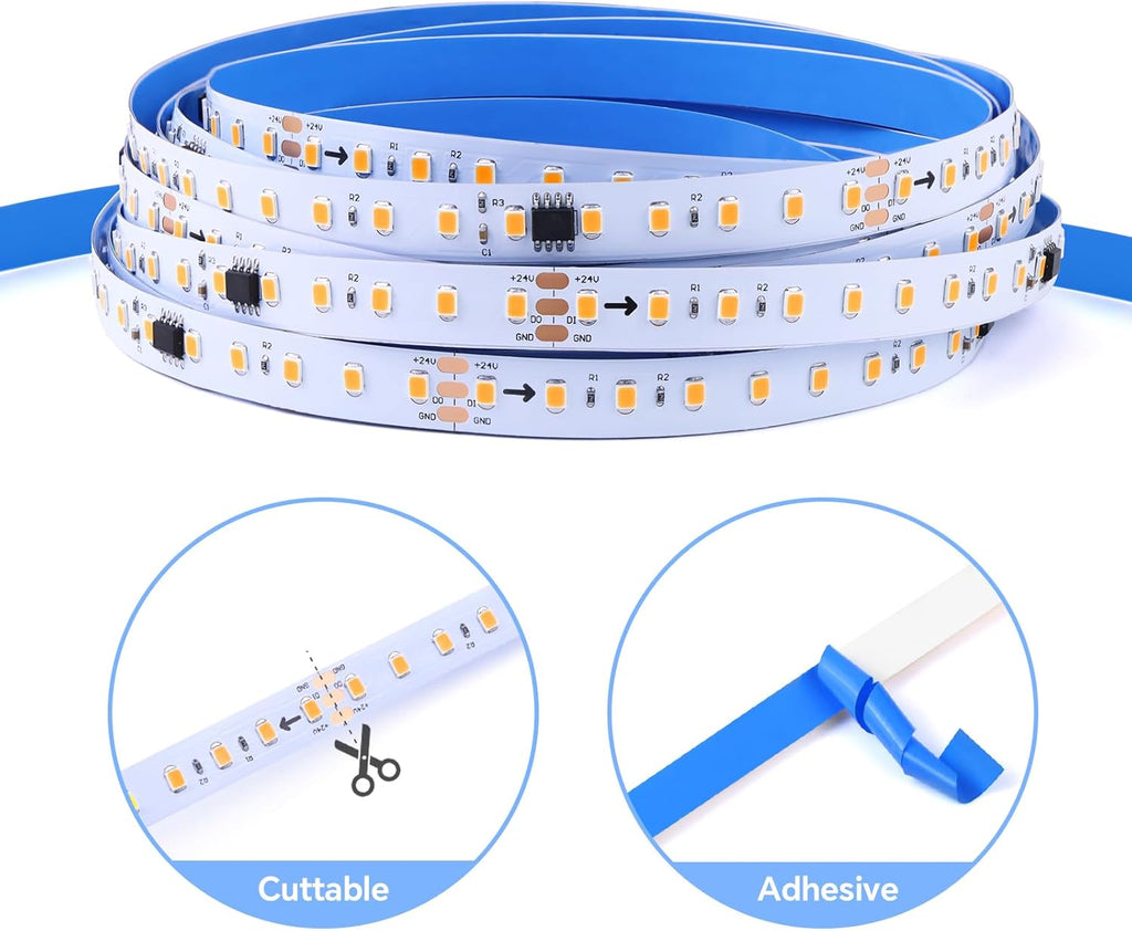 Motion Sensor LED Strip Light Kit, 16.4Ft Running Water Flowing LED Strip Lights Cut&Dimmable, 3000K 24V Motion Activated Flexible Horse Race Tape Light for Room Stair Corridor