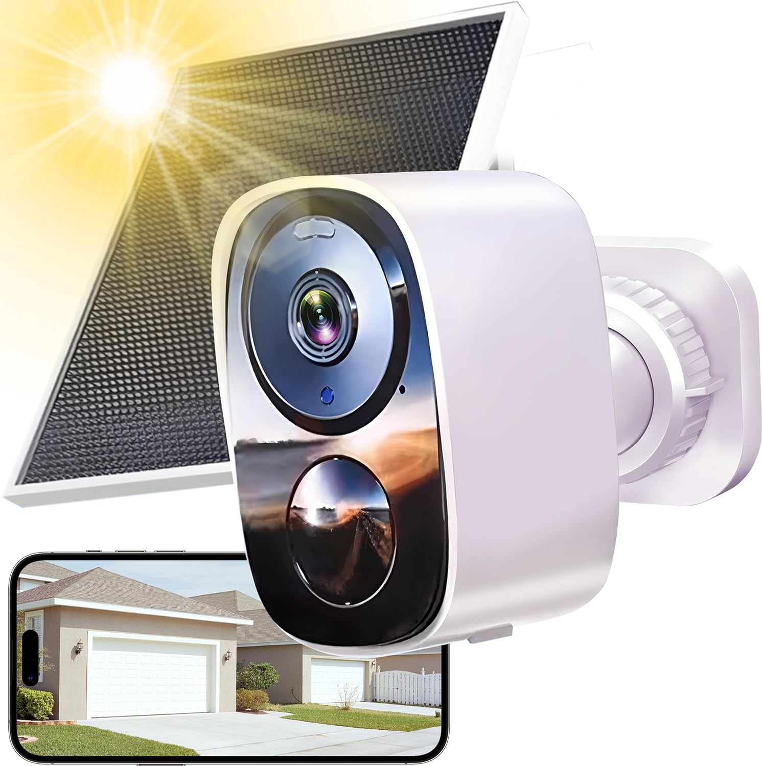 2025 Upgraded 2K Security Cameras Wireless Outdoor with Solar Panels, Free Cloud Storage, AI Motion Detection Spotlight Siren Alarm Outdoor Camera Wireless, 2-Way Talk, IP66 Waterproof
