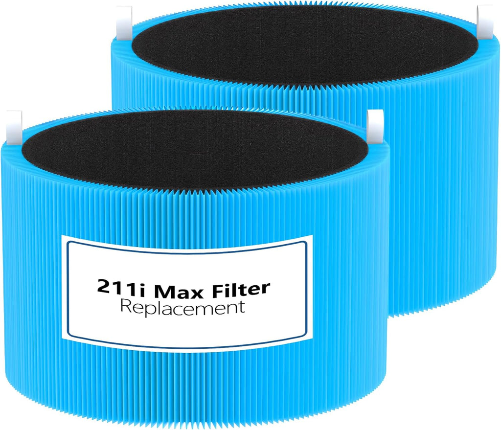 Blue Pure 211i Max AllergenBlock Replacement Filter Compatible with Blueair Blue Pure 211i Max Air Purifier, True H13 HEPA and Activated Carbon Filter, Compared Part #F2MAX, 2Pack