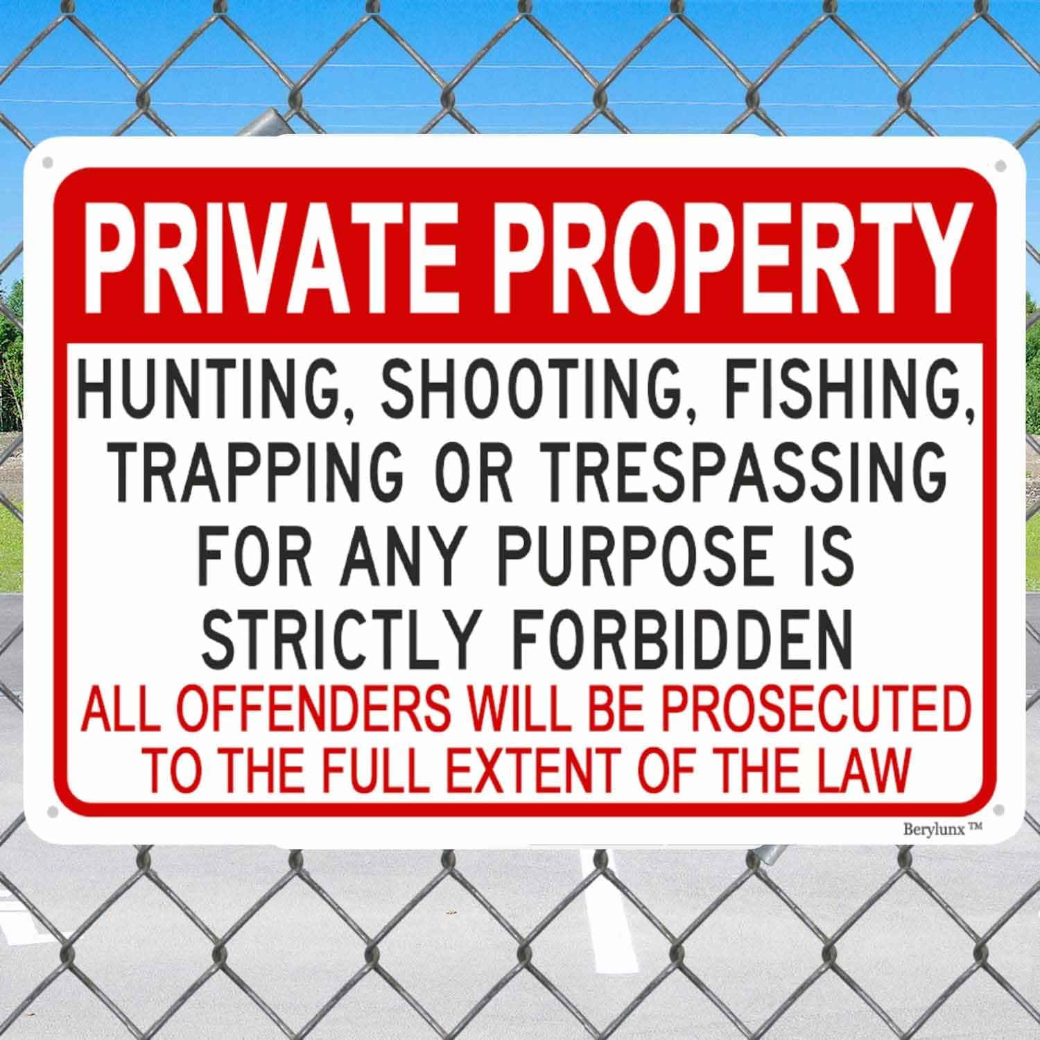 Private Property Signs,No Trespassing Sign,Outdoor Safety Signs,No Fishing Sign "Private Property" 12"x16" Aluminum Sign