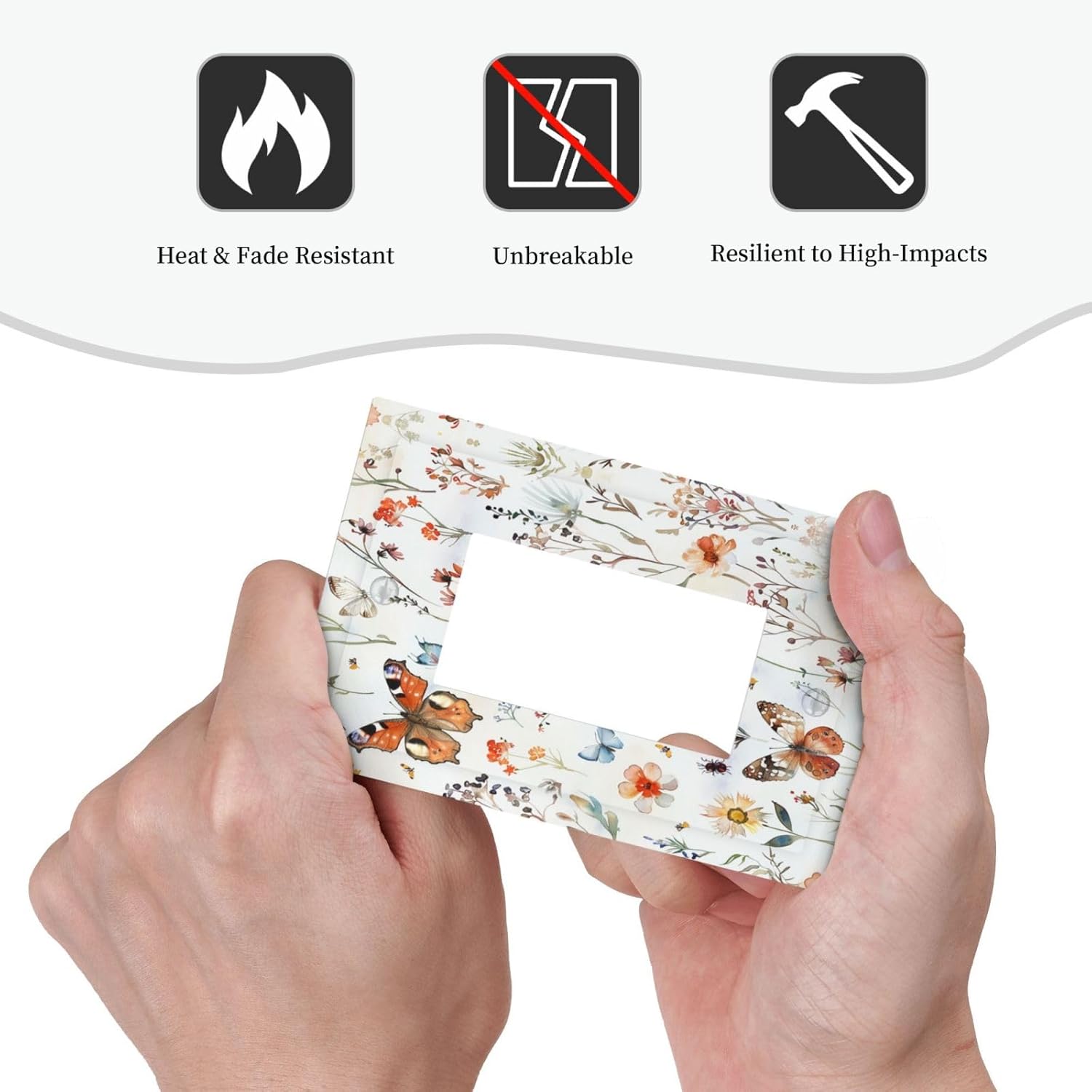 Decorative Outlet Covers Butterfly Floral Boho Multicolor Flower Leave 1 Gang Single Rocker Light Switch Cover Plate Wall Plates GFCI Faceplate for Bed Room living Room Decor