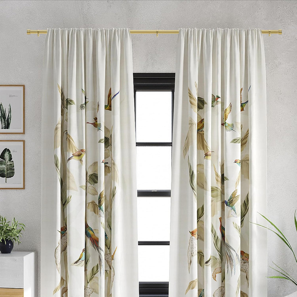 Gold Curtain Rod for Windows 18 to 144 Inches, 1 Inch Adjustable Drapery Pole, Heavy Duty Outdoor/Indoor Modern Curtain Rods, Easy Installation(Warm Gold 18"-144")