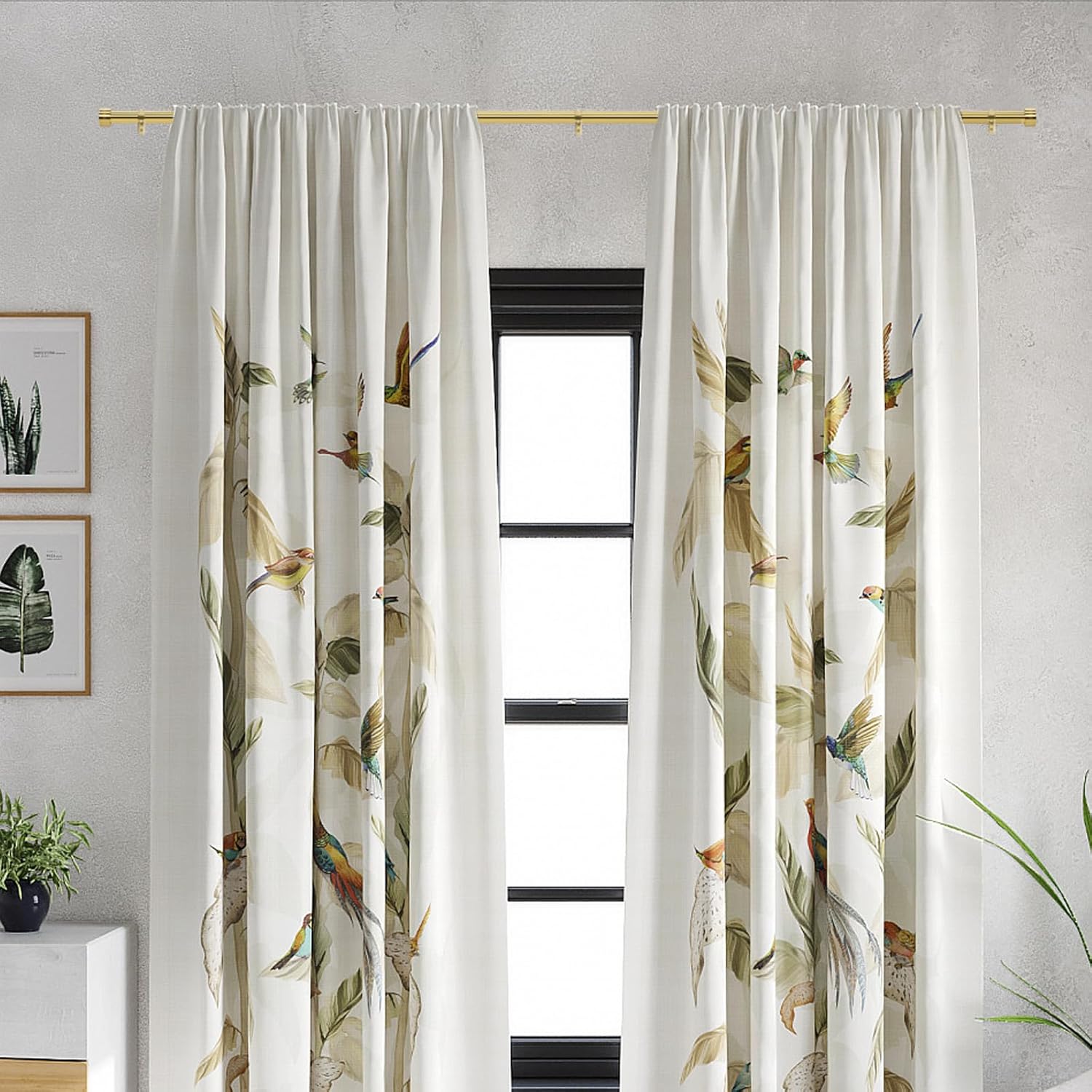 Gold Curtain Rod for Windows 18 to 144 Inches, 1 Inch Adjustable Drapery Pole, Heavy Duty Outdoor/Indoor Modern Curtain Rods, Easy Installation(Warm Gold 18"-144")