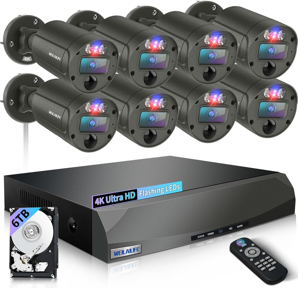 【2-Way Audio & 4K Ultra HD】 Outdoor Wired Security Camera System, Home POE Video Surveillance Cameras Systems, Surveillance DVR Kits