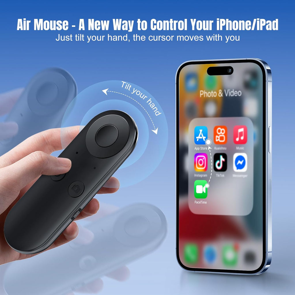 TikTok Scrolling Ring with Gesture Control- Bluetooth Phone Remote Control with Air Mouse, Ebook Page Turner, YouTube & Instagram Compatible, Camera Shutter, for iOS&Android Compatible, Black