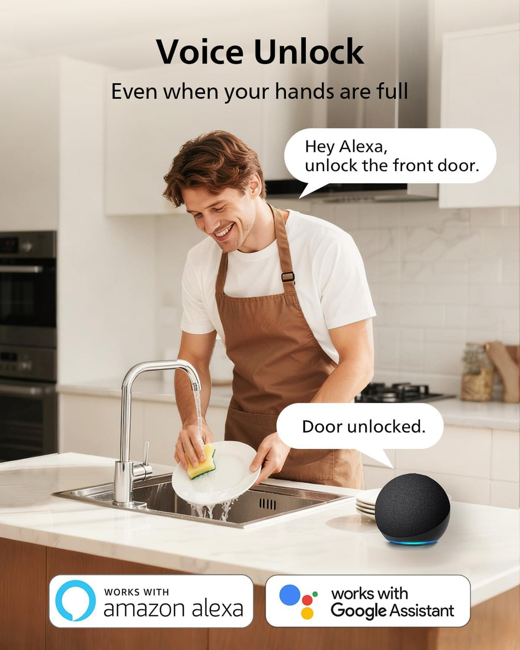 Philips Built-in WiFi Smart Lock, Keyless Entry Door Lock with App, Touchscreen, Indicator Light, Fingerprint Door Lock — Compatible with Alexa & Google, Splash-Proof Design, Includes 8 Batteries