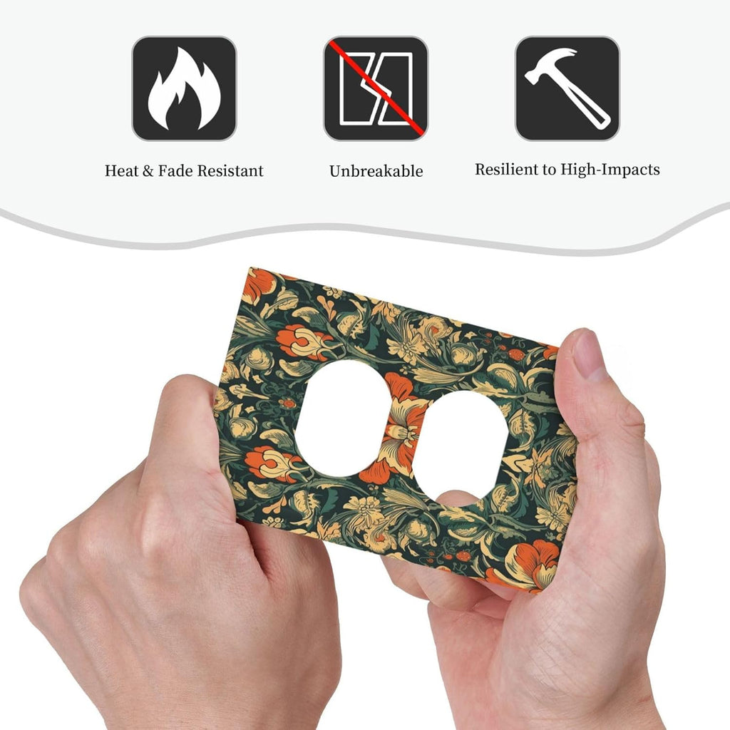 Outlet Covers William Morris Abstract Floral Plant Pattern Orangeyellowgreen 1 Gang Duplex Wall Plate Decorative Switch Plates Electrical Receptacle Faceplate Light Switch Cover for Bedroom