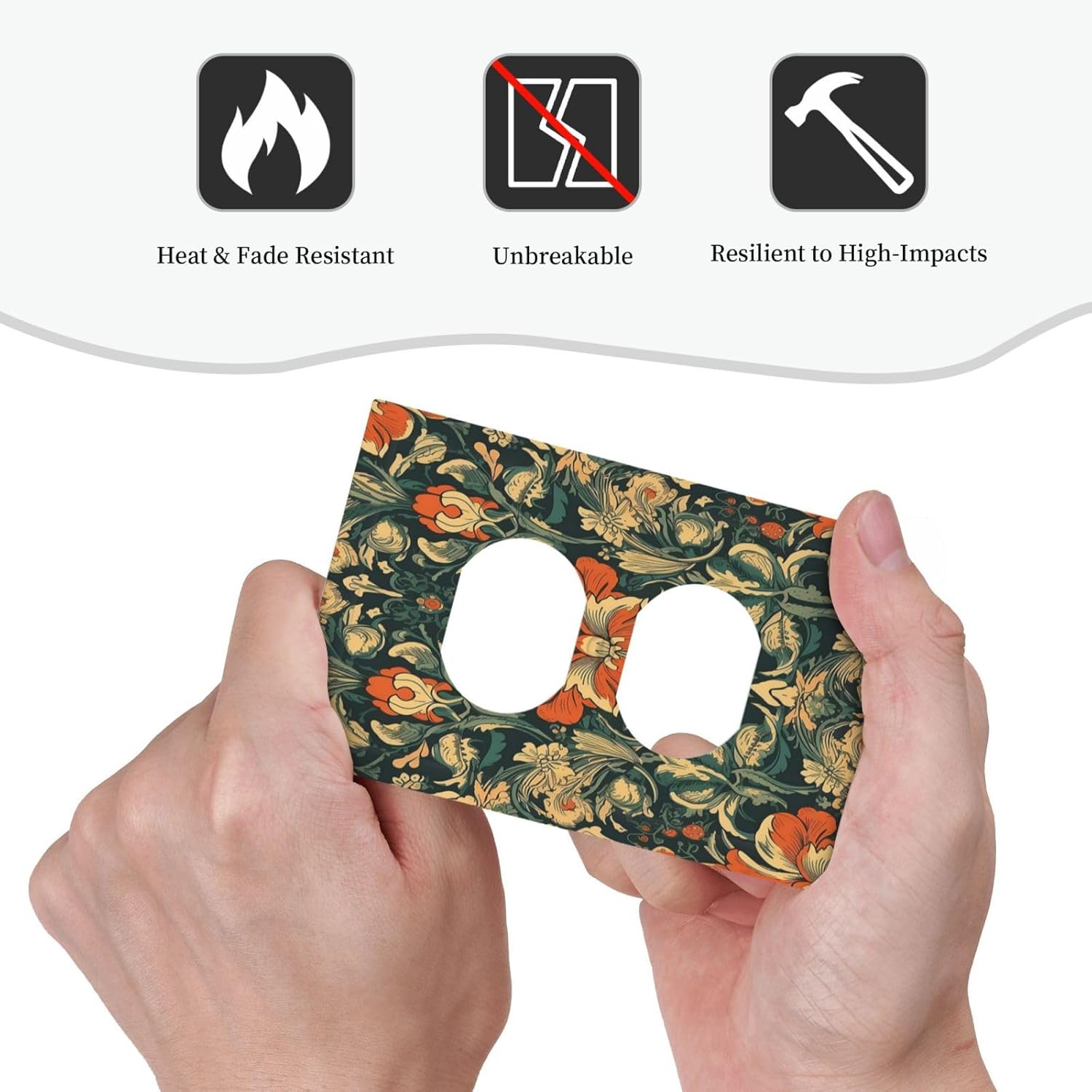 Outlet Covers William Morris Abstract Floral Plant Pattern Orangeyellowgreen 1 Gang Duplex Wall Plate Decorative Switch Plates Electrical Receptacle Faceplate Light Switch Cover for Bedroom