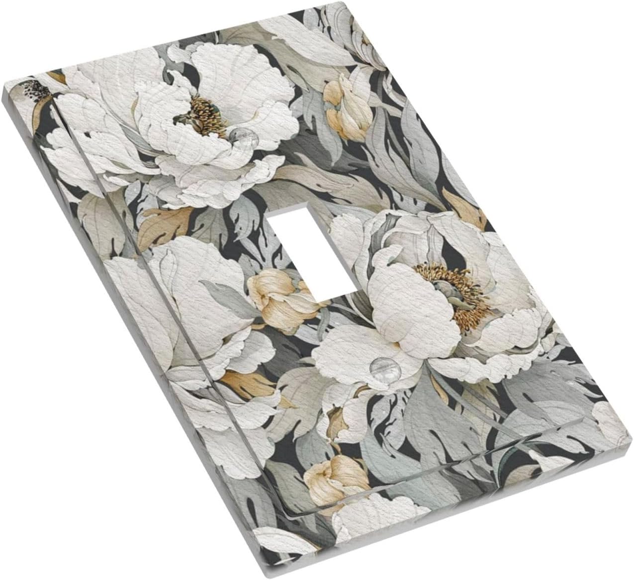 Decorative Light Switch Cover Rusitc White Flowers Country Floral Farmhouse Single Toggle Switchplate 1 Gang Wall Plate Switchcover Decora Light Switch Plate for Home Decor