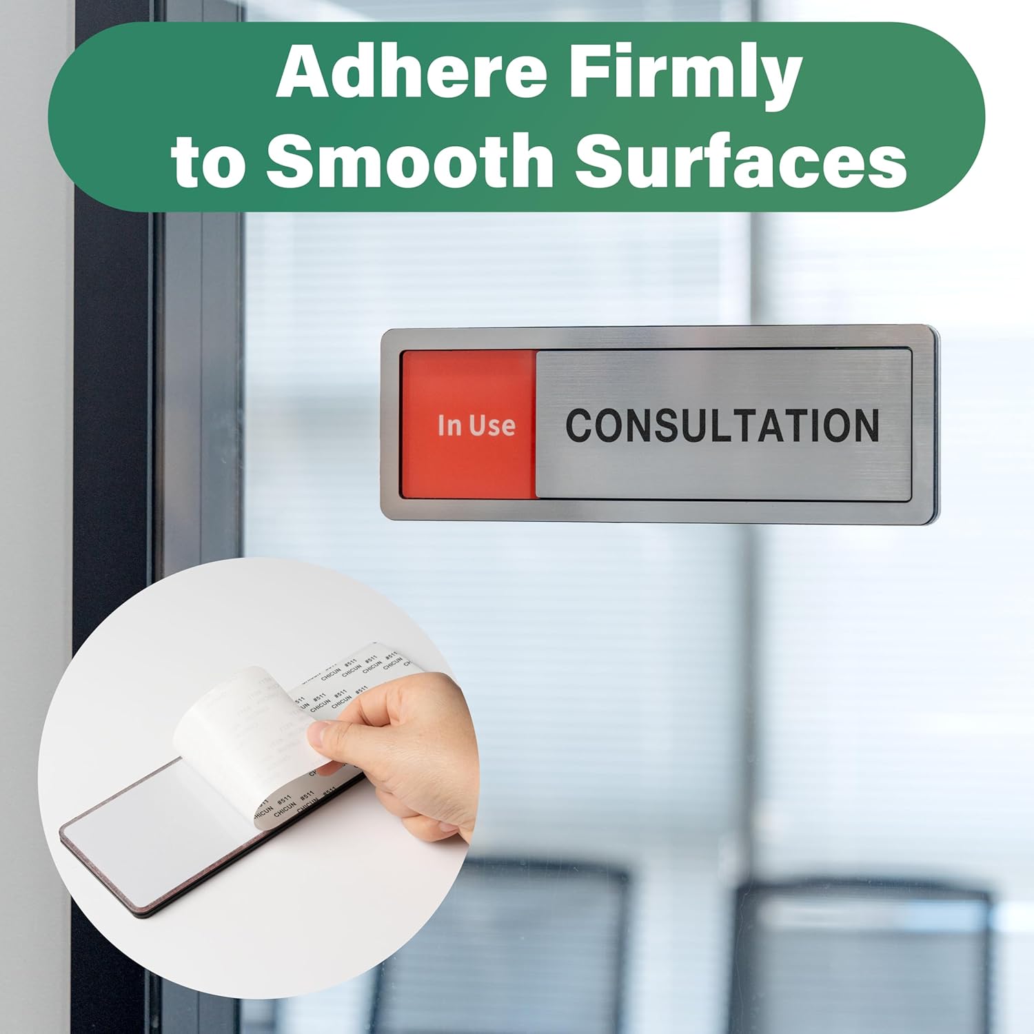 Consultation Room Door Sign with Slider, Do Not Disturb Privacy Office Sign, In Use/Available Acrylic Sliding Indicator for Business Hospital Home, Brushed Silver 8" x 2.6"
