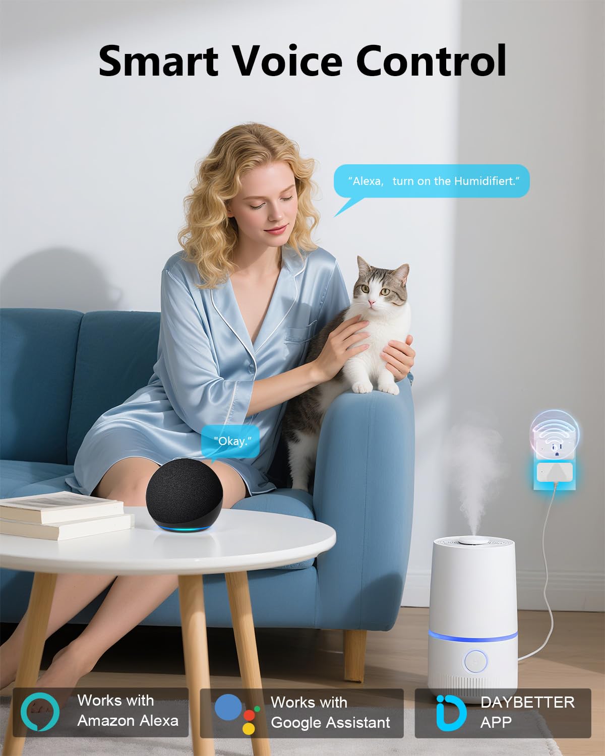 DAYBETTER Smart Plug 15A/1800W, Smart Plugs Compatible with Alexa and Google Home, 2.4GHz WiFi Bluetooth Alexa Smart Plugs, Smart Outlet with APP Control, Timer & Schedule, 2Pack