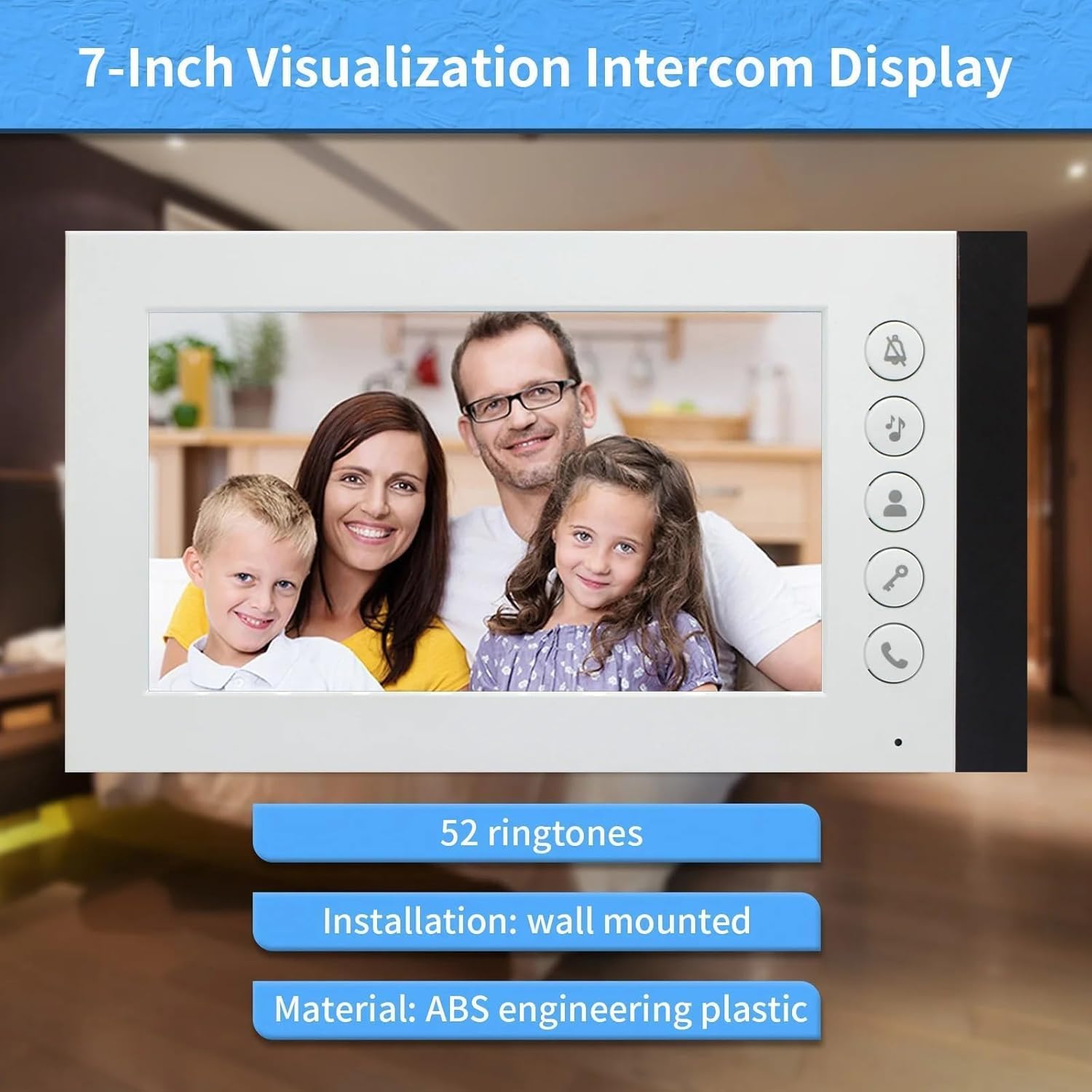 Wired Video Intercom System,7 Inch Ring Video Doorbell with IR Night Vision,HD Camera Kits,IR Outdoor Camera,Dual-Way Intercom for Villa Home Office Apartment (1 Bell +5 Monitor)