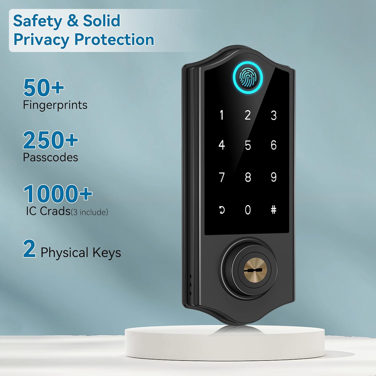 Harfo Fingerprint Smart Door Lock for Front Door with Handle Set, App Control, Keyless Entry Keyless Deadbolt, Digital Electronic Touchscreen Keypad, Auto Lock, Easy to Install, Black