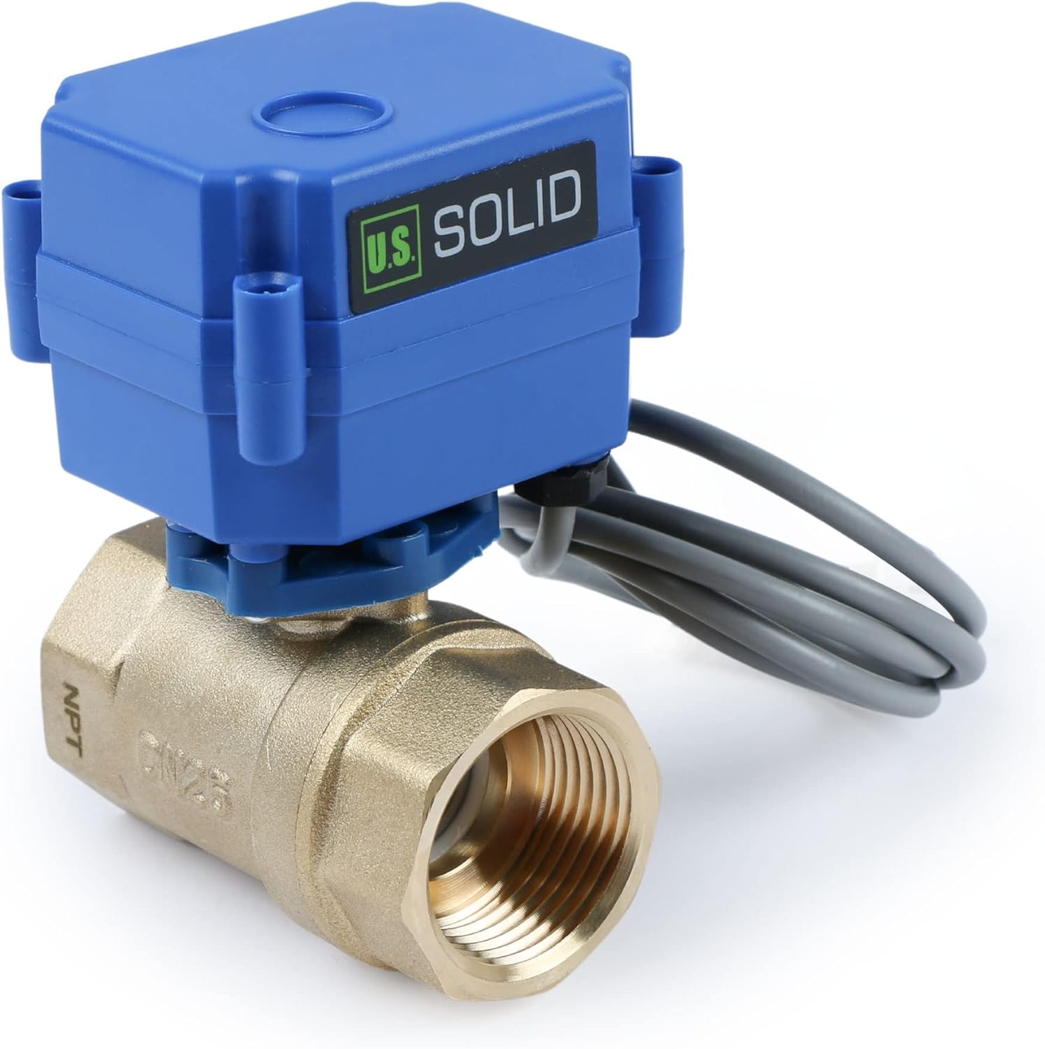 U.S. Solid Water Leak Detector - Water Leak Detect and Protect System with 1" Brass Motorized Ball Valve, Controller and 3 Sensors